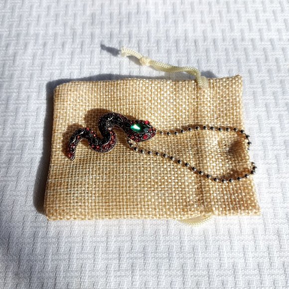 Rhinestone Snake Pin Broach Necklace - Picture 3 of 3